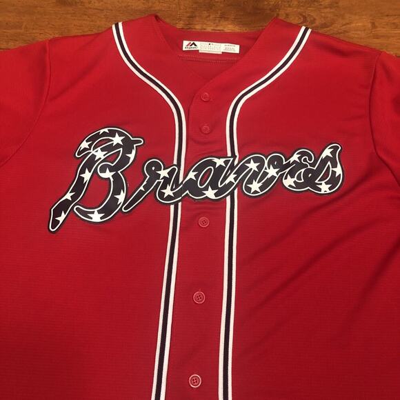 Atlanta Braves Majestic Jersey Mens XL Scarlet Alternate Cool Base Team MLB - Picture 2 of 11